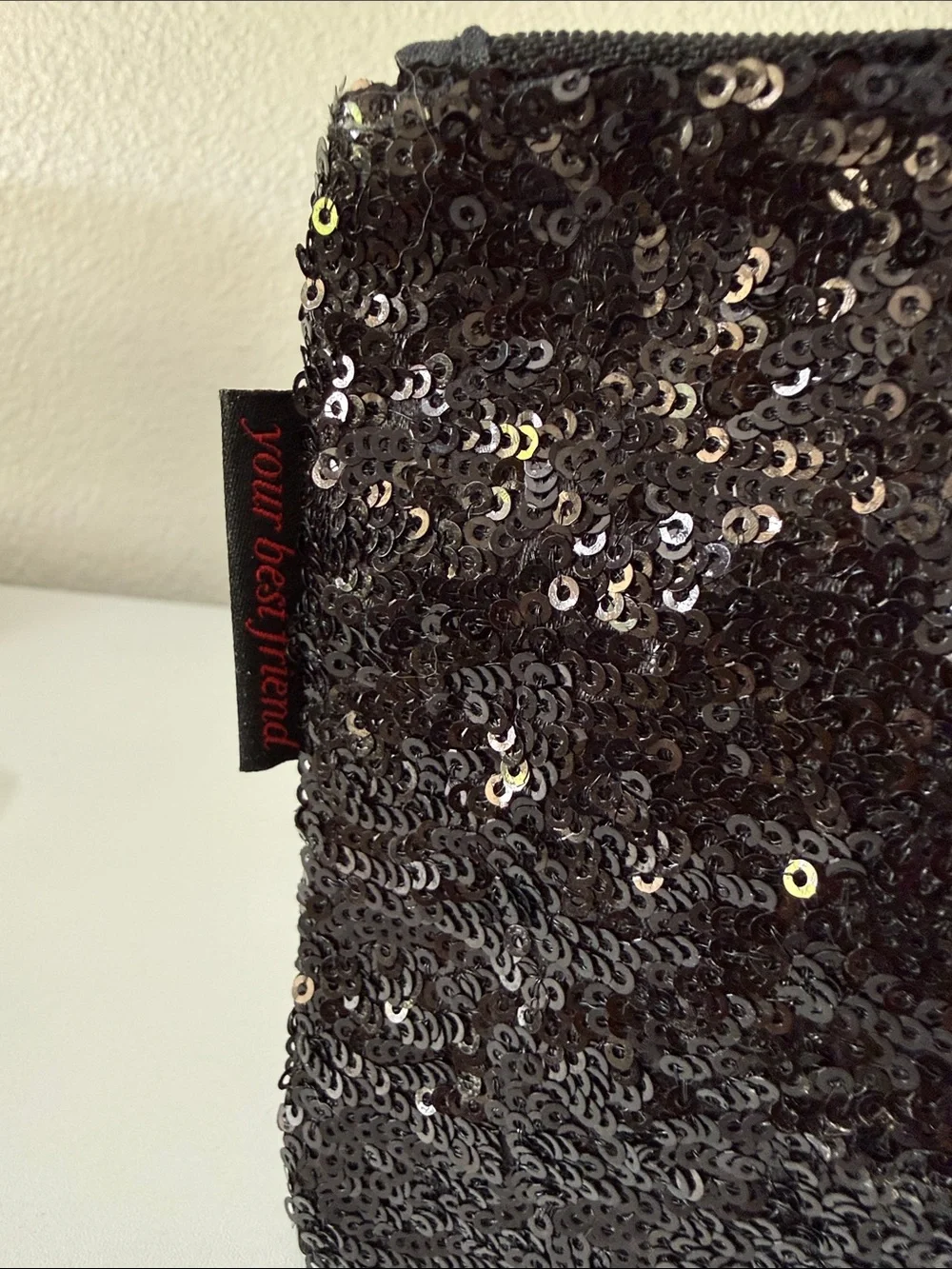 Black Sequin Cosmetic Bag “Your Best Friend”